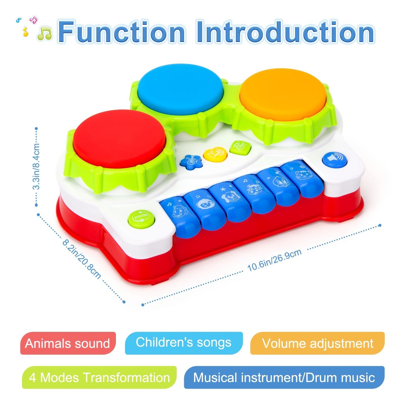 Toddler Musical Toy Baby Instrument Musical Drum And Piano Toys For Infant  Baby Girl And Boy With Music And Lighting Up Animal Sounds Baby Toys 6 12  18 Months - Toys & Games - Temu