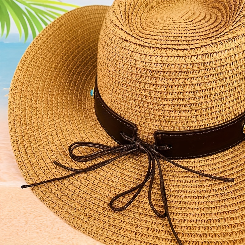Cattle Head Decor Straw Hat Sunshade for Travel Seaside Unisex
