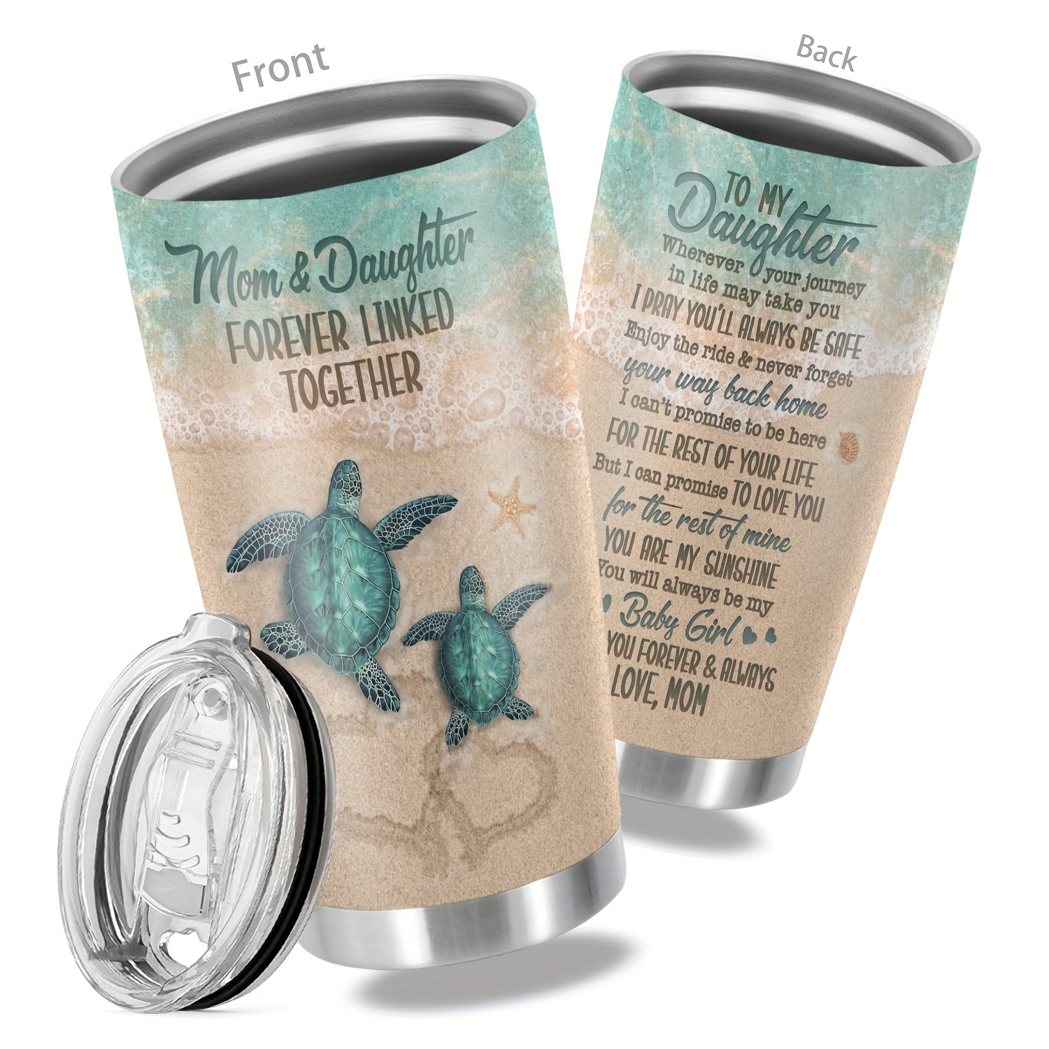 

1pc, 20oz Cup Stainless Steel Tumbler, To My Daughter From Mom Print Double Wall Vacuum Insulated Travel Mug, Gifts For Parents, Relatives And Friends