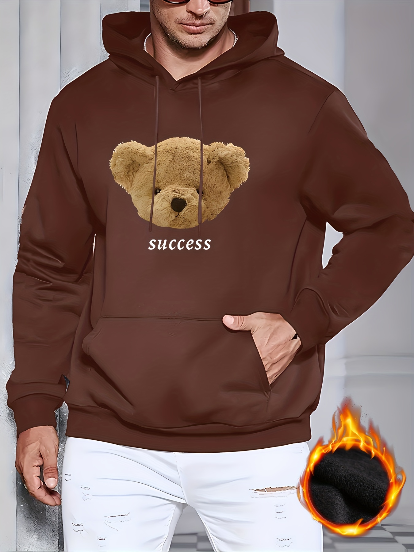 Teddy Bear Print Hoodie, Cool Hoodies For Men, Men's Casual