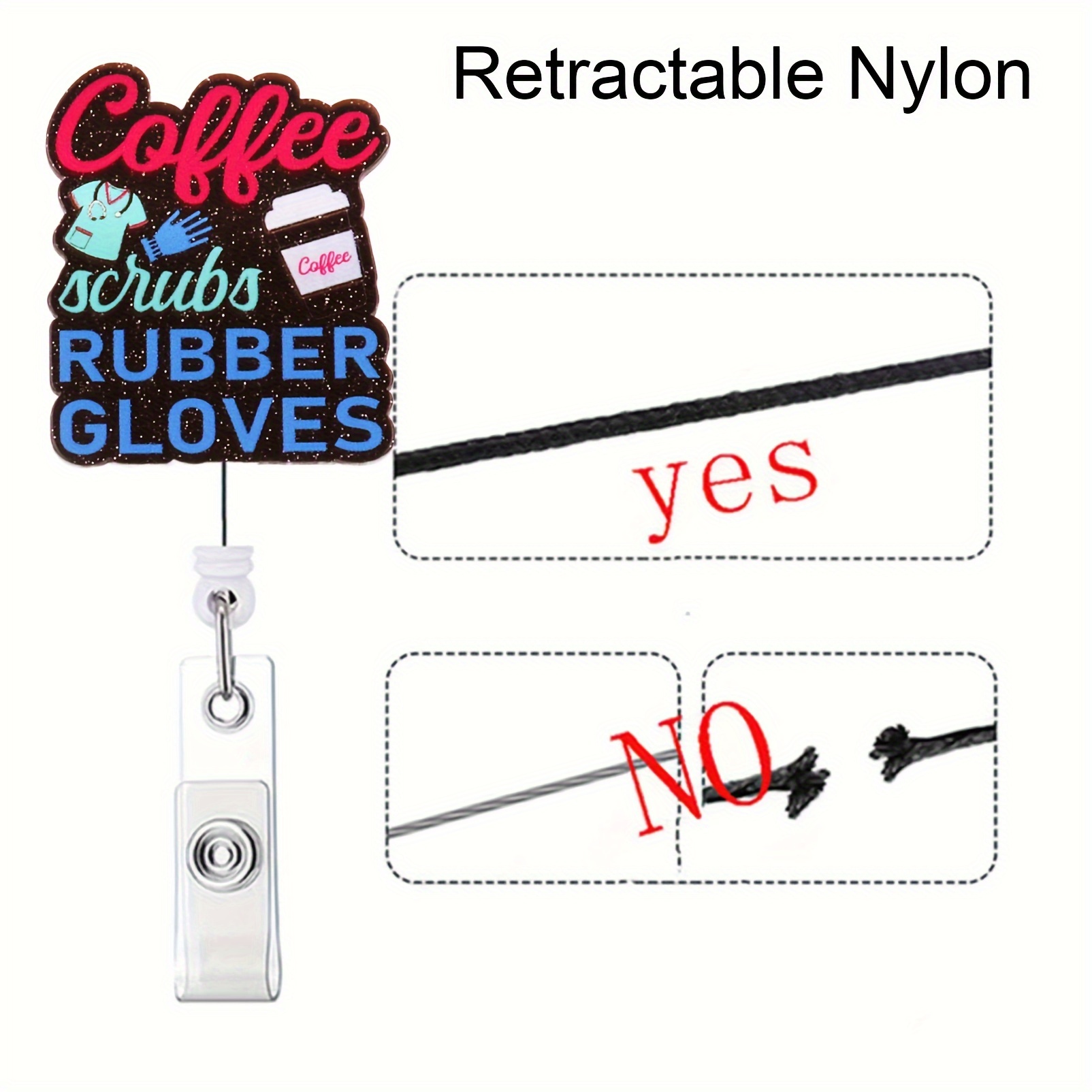 Cat,pc Nurse Retractable Badge Reel with Clip, Coffee Rubber Cloves ID Badge Holder, Cute Badge Funny Glitter Badge Reel Gift for Rn LPN Nurse