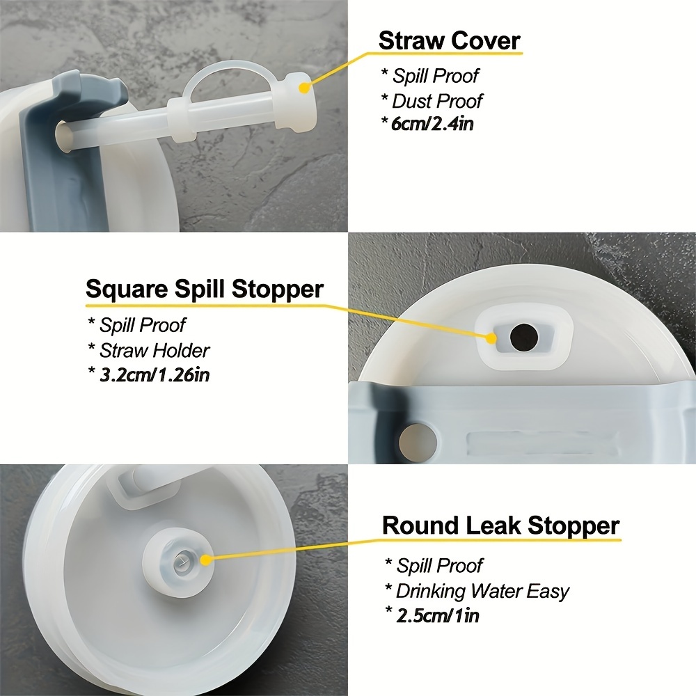 Silicone Spill-proof Stopper For Stanley Cup 1.0 - Includes 2 Straw Covers,  2 Stoppers, And 2 Leak Stoppers - Compatible With Stanley Adventure  Quencher Travel Tumbler - Prevents Spills And Leaks On The Go - Temu