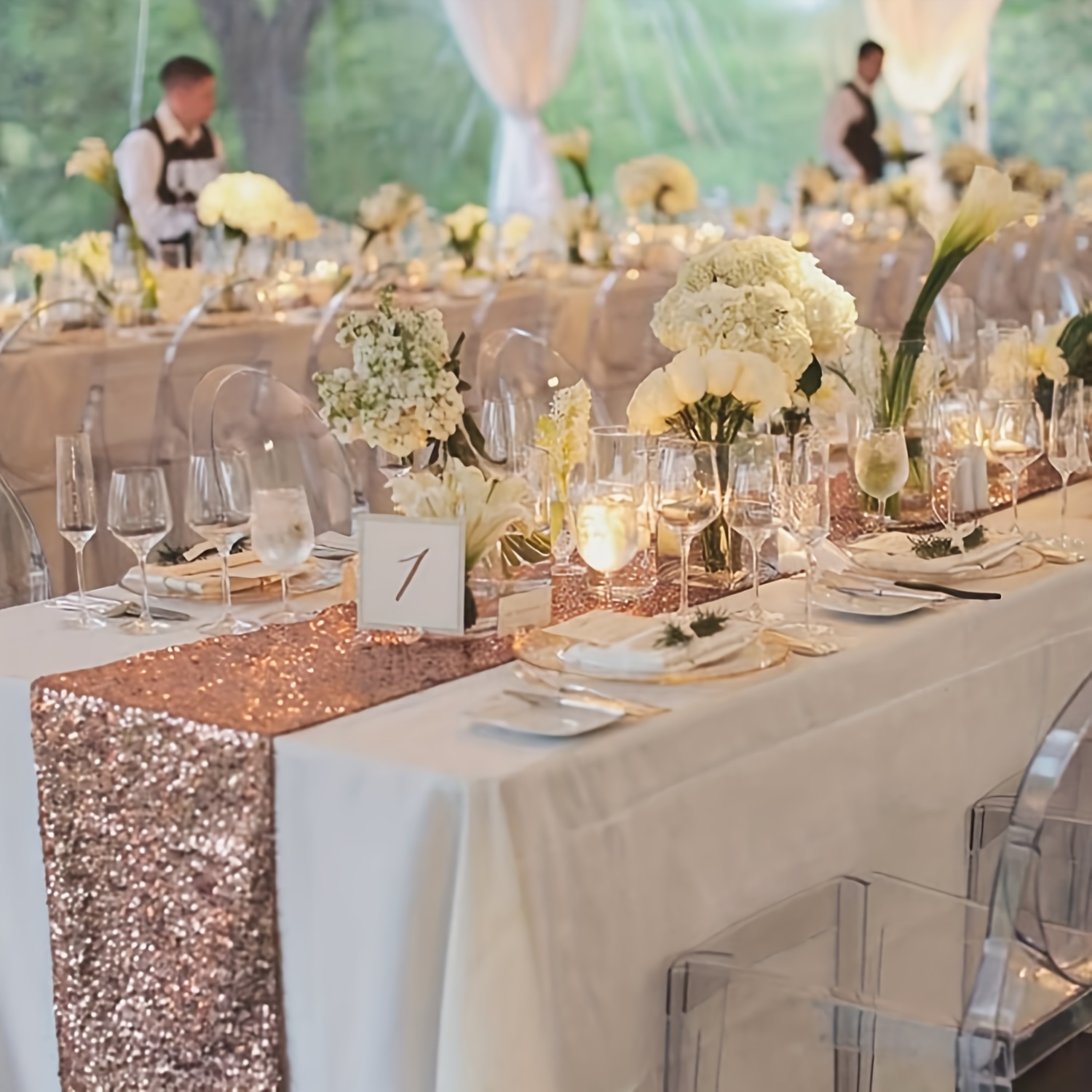 Rose Gold Sequin Table Runner Weddings Birthdays Christmas - Temu