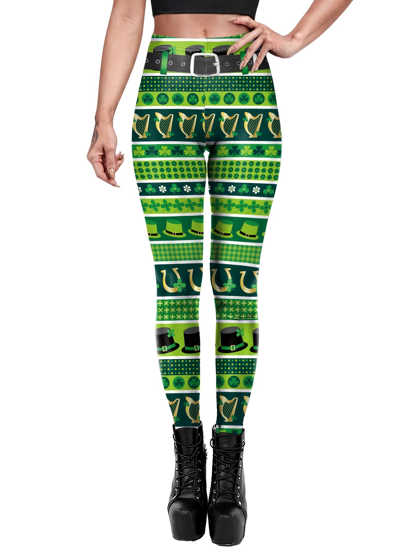 Womens Leggings, Shamrock St. Patrick Day Leggings, Yoga Pants