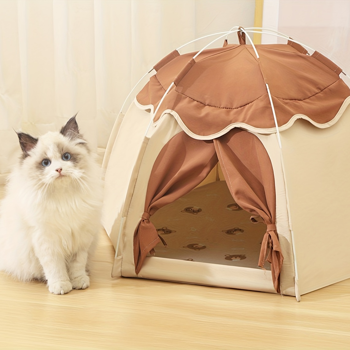 pet tent house summer breathable cat tent cat kennel removable and washable cat tent mat accessories details 5