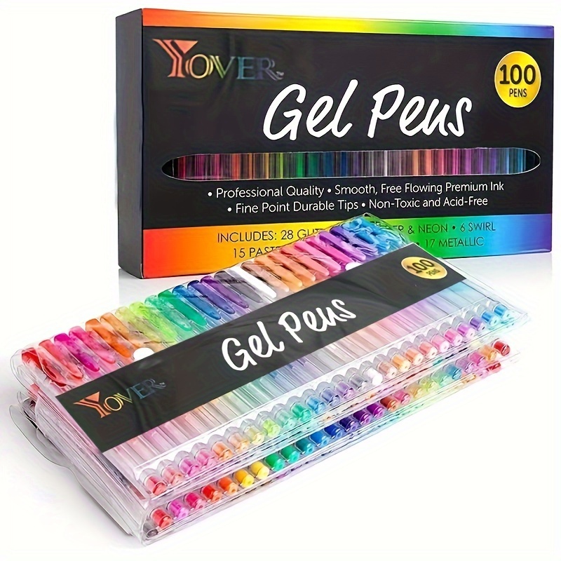 Bolígrafos de gel de colores, juego de bolígrafos de gel, incluye metálico,  colores pastel, neón, purpurina para libros de colorear para adultos