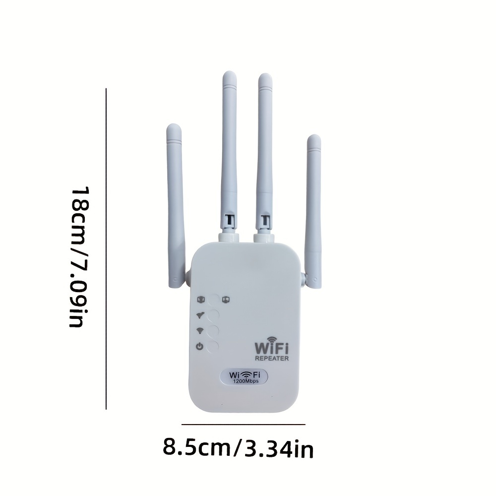 WiFi Extender WiFi Signal Booster Ethernet Port - AC1200 Dual Band Router  Extender, 360° 4 Antenna Signal Booster, Amplifier, Repeater for Home 