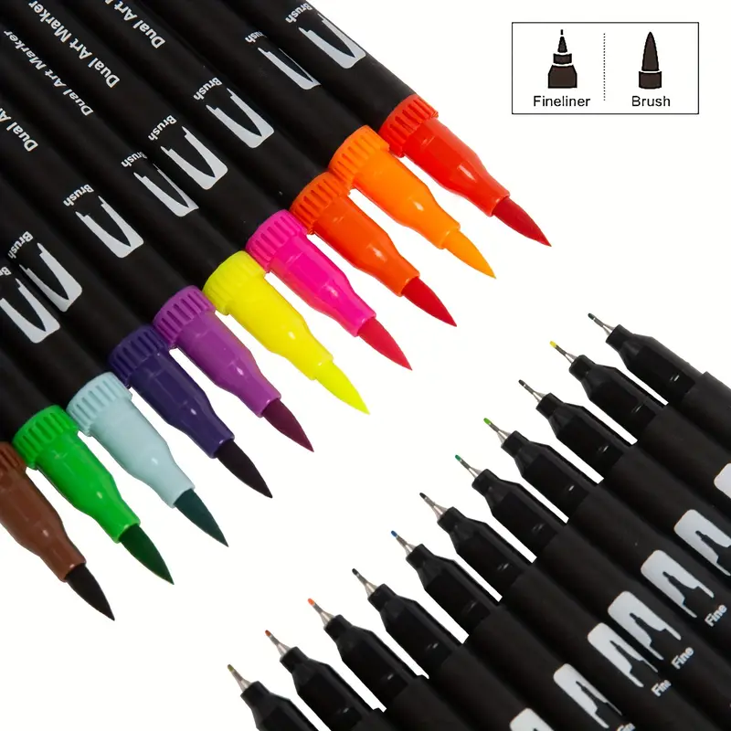 Brush Pens Markers For Adult Coloring Books,dual Tip Brush Pens