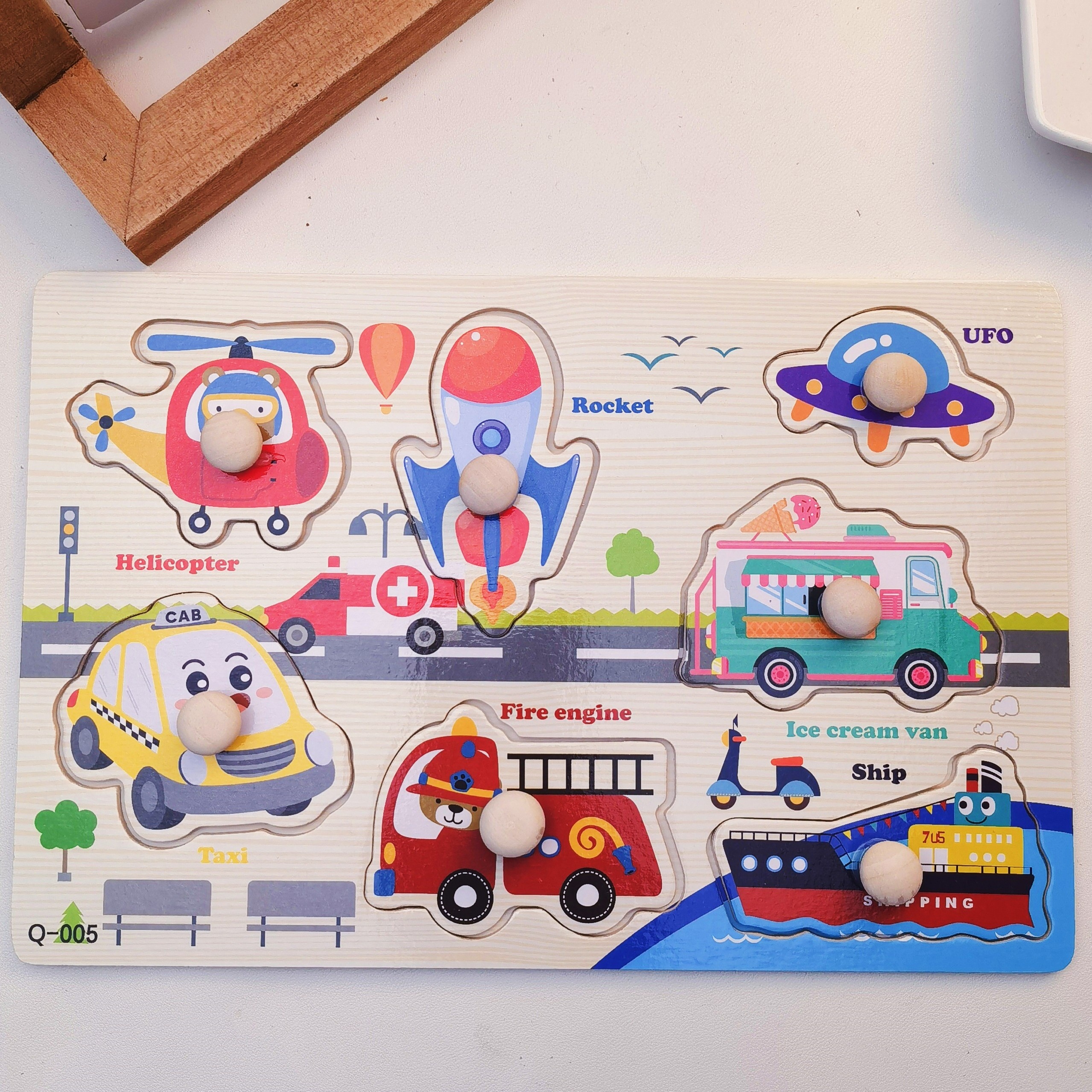 Montessori Wooden Shape Peg Puzzle for Toddlers