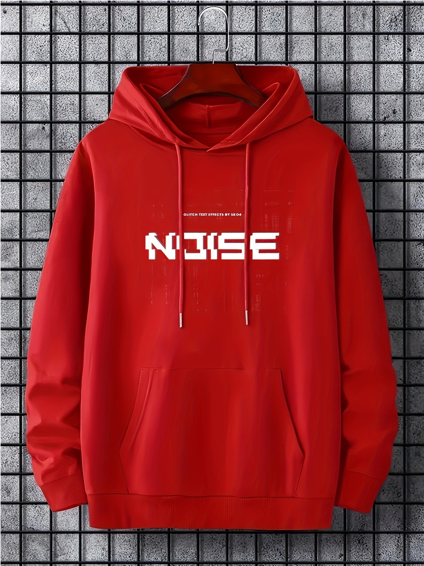 kapuzenpullover „noise“ print kängurutasche lässiger stretch