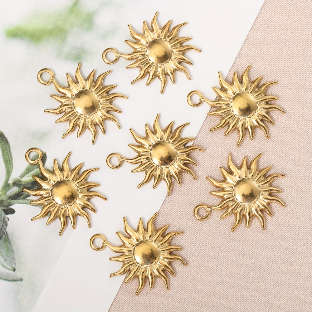 

5pcs 2.3*1.9cm/0.91*0.75inch Stainless Steel Golden Sunflower Design Pendants Diy Necklace Bracelet Jewelry Accessories