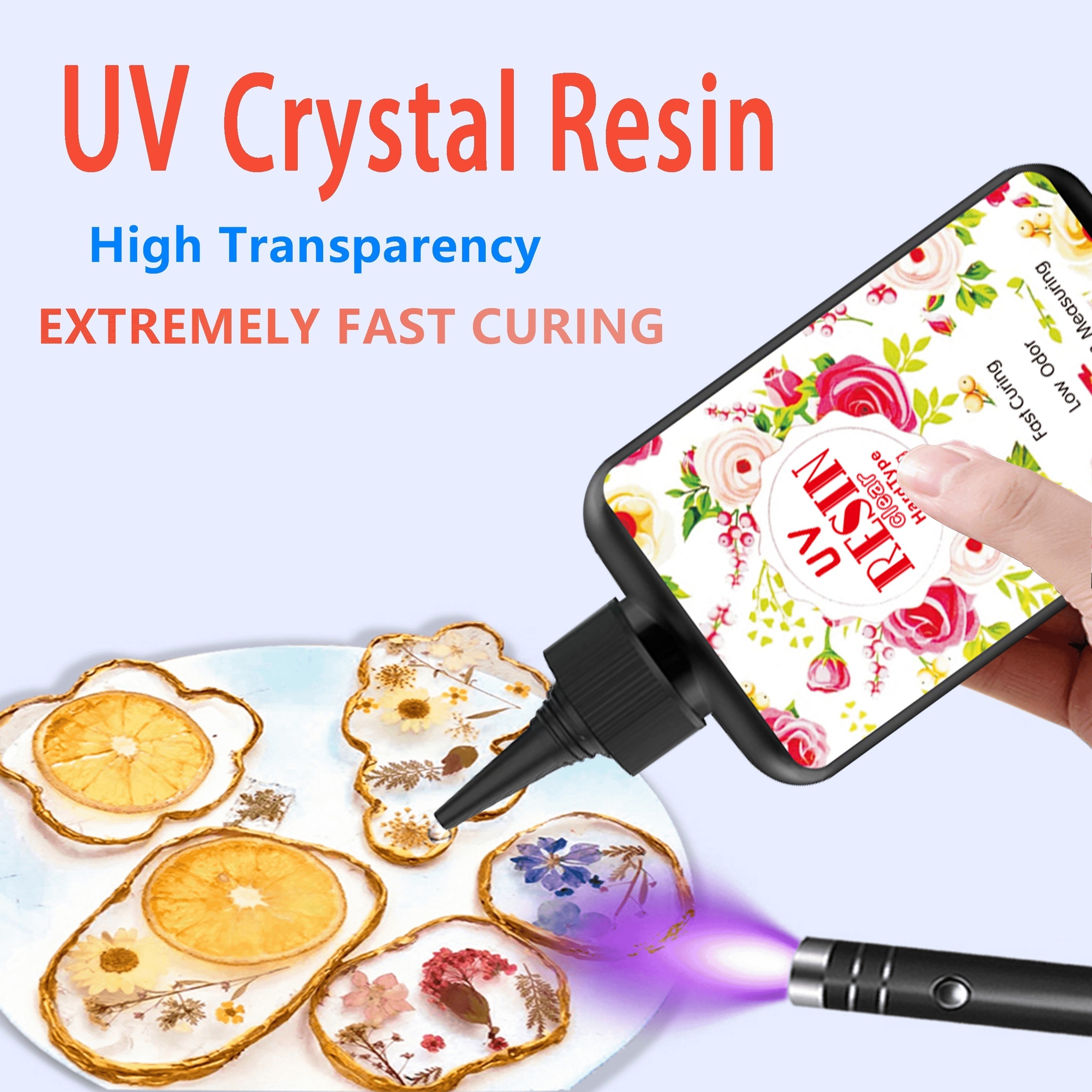 Red UV Resin | Ultraviolet Activated Resin | Hard Type UV Cure Resin |  Solar Sun Light Cured Resin | Kawaii Resin Jewellery Making (25g /  Translucent