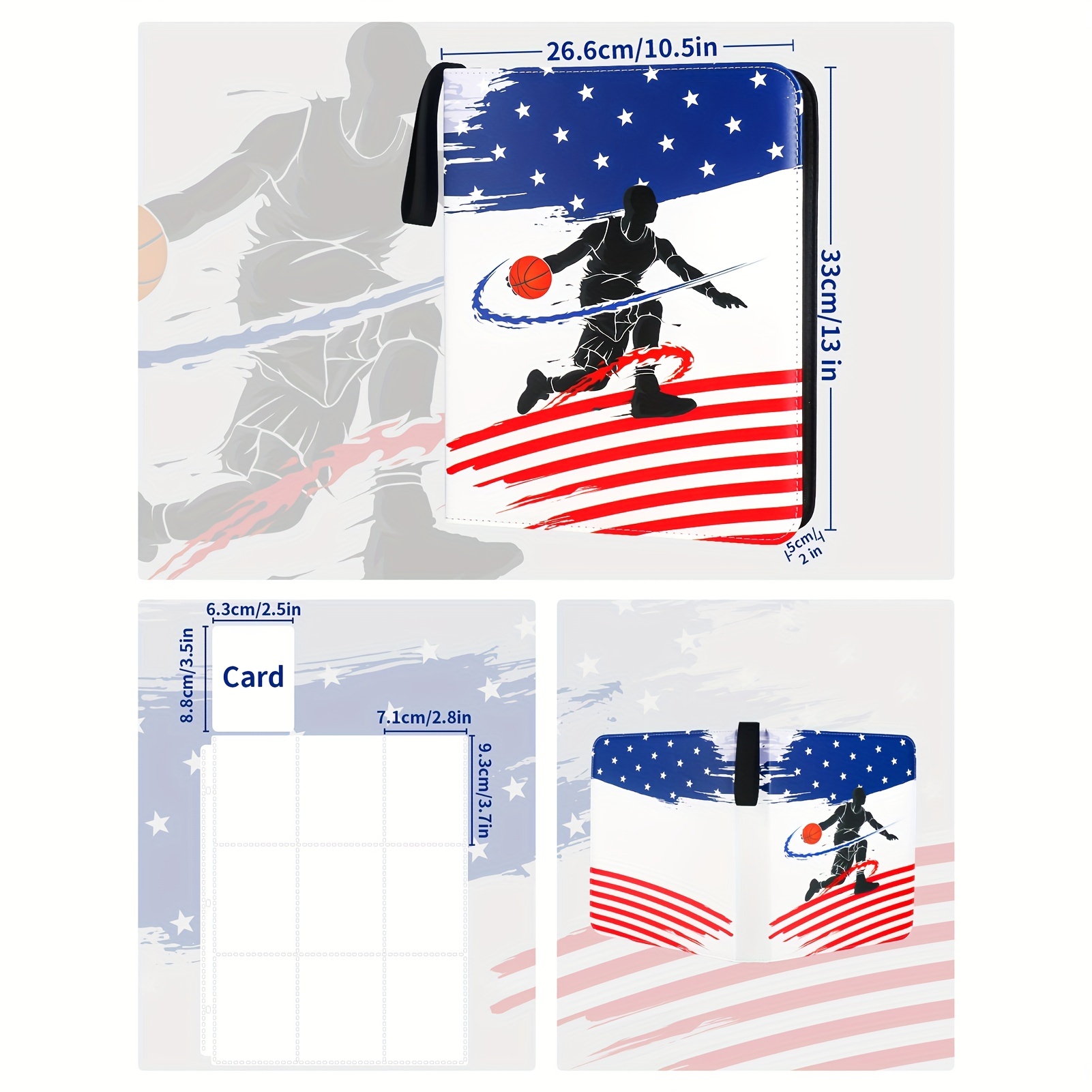 basketball trading card binder fit 900 sport cards 3 ring - Temu