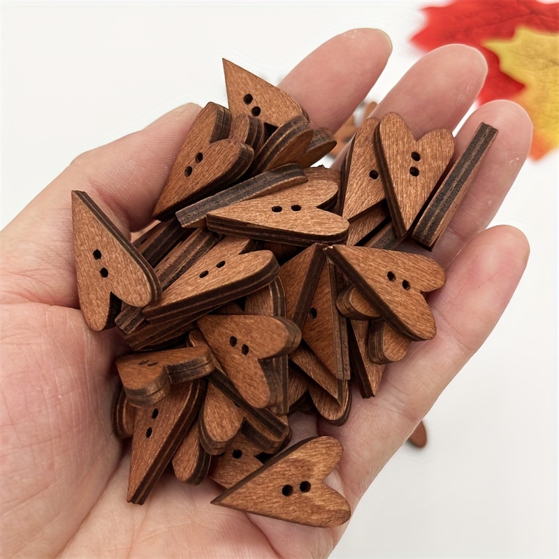 50pcs 15*12mm Red Heart Button 2-Holes Decorative Wooden Buttons For  Clothes Sewing Accessories DIY Scrapbooking Crafts