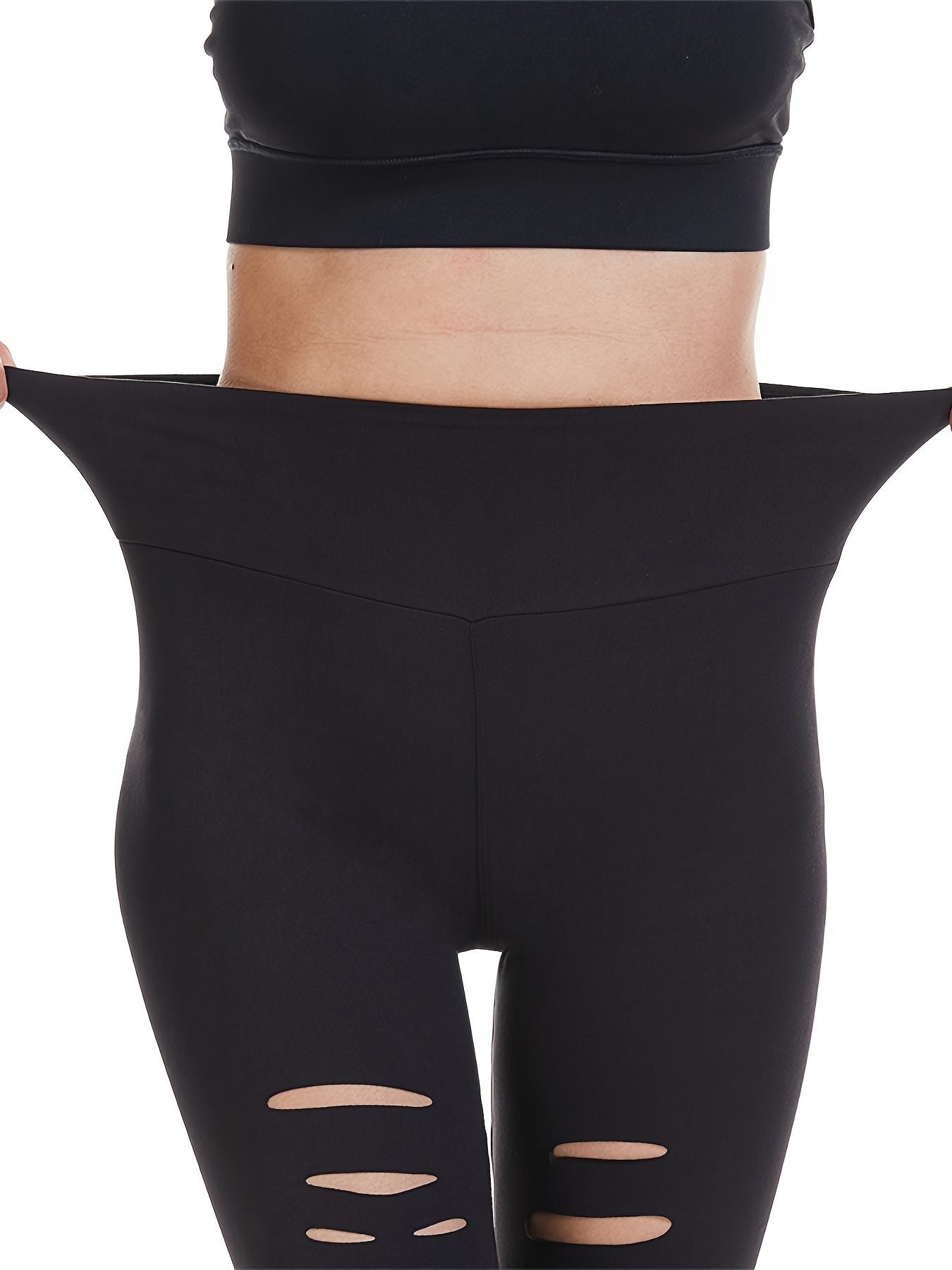 Women's Activewear: Black Ripped Butt Lifting Yoga Leggings - Temu  Philippines