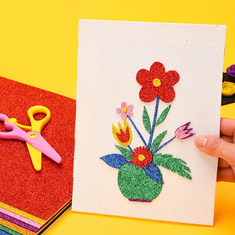 10 Pcs Sponge Foam EVA Paper for Kids DIY Craft Pearlescent Powder