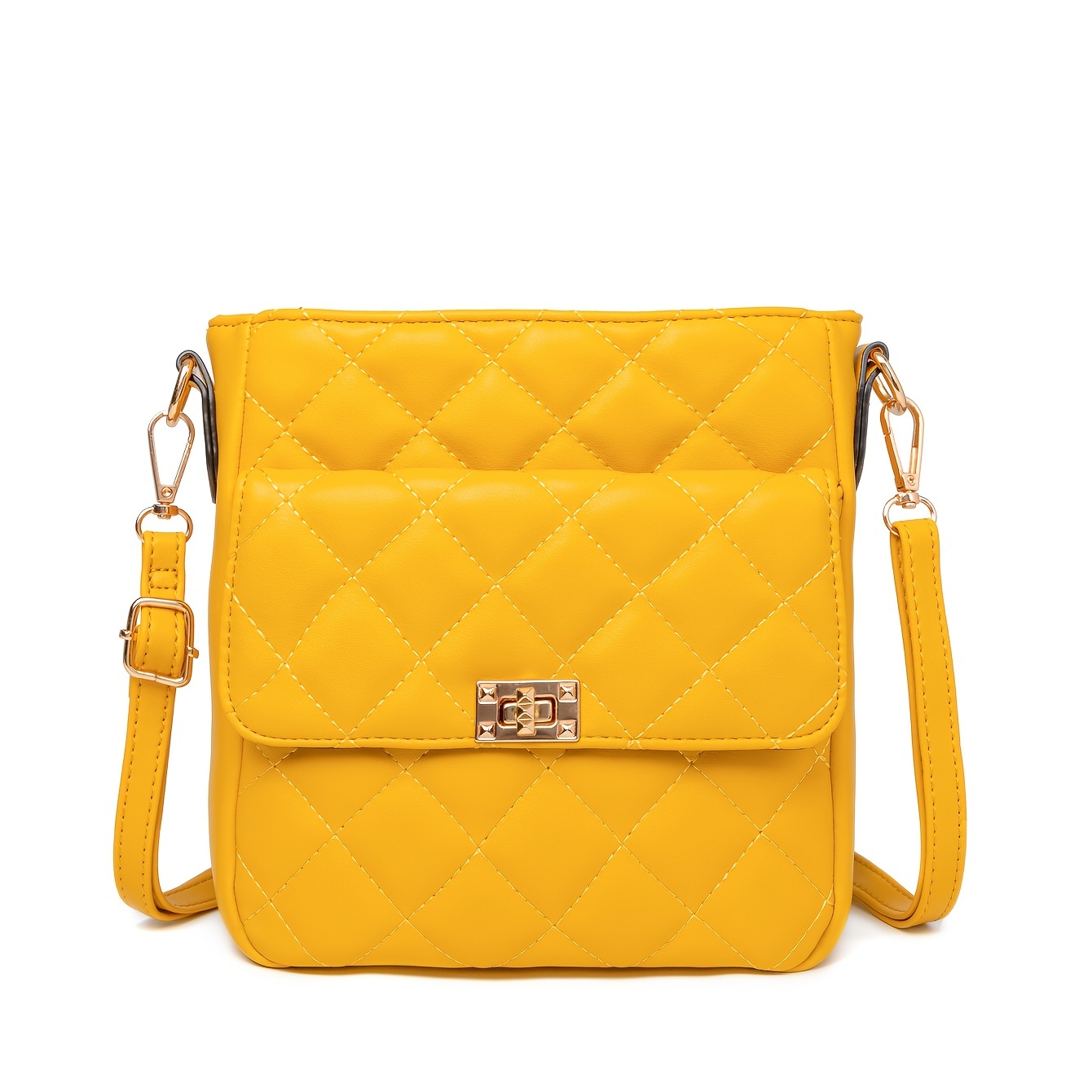 Women's Yellow Leather Mini bag with shoulder strap