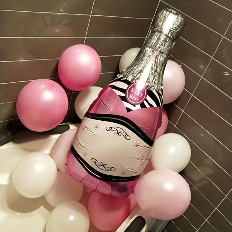Large Champagne Bottle Balloons, Champagne Bottle and Goblet Wine Glass  Mylar Foil Helium Balloons Champagne Wine Alcohol Balloons for Birthday