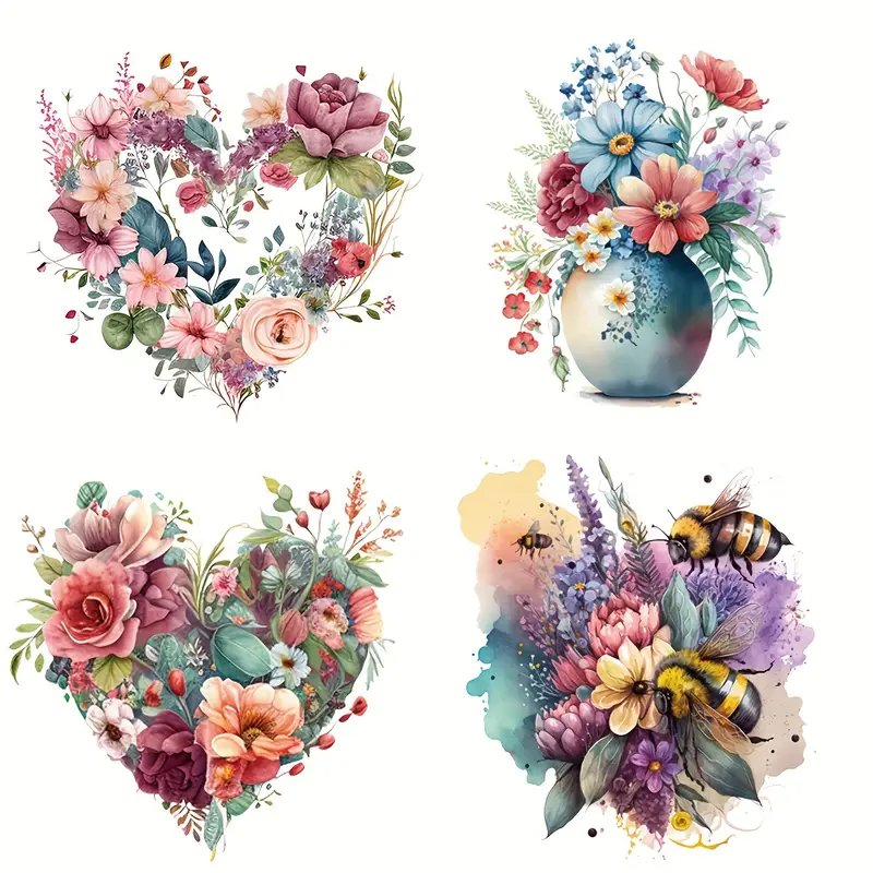 Watercolor Flower Style Diy Washable Garment Accessories - Temu