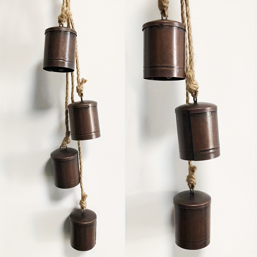 1pc, Chic Bronze Hanging Bells, Rustic Christmas Cowbell Bell Wind Chimes,  Vintage Bells, Universal Christmas Tree, Wall Decoration, Gate Outdoor Cour