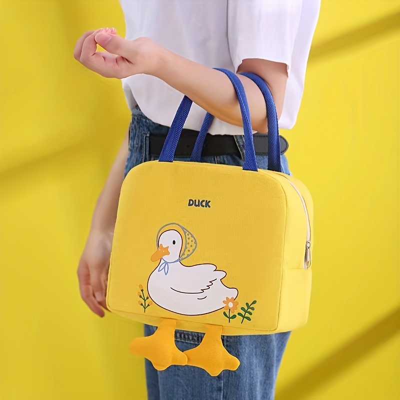 Cartoon Yellow Duck Lunch Box Portable Insulated Thermal Lunch Bag Kids  Waterproof Canvas Handbag Food Bags for Women