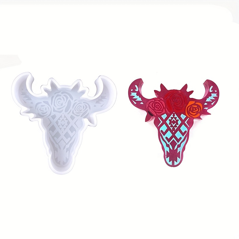 1pc Silicone Mold Ashtray Big Head Mold Bull Horn Head Molds For DIY Resin  UV Crystal Epoxy Crafts Crystal Ashtray Tray Silicone Mold