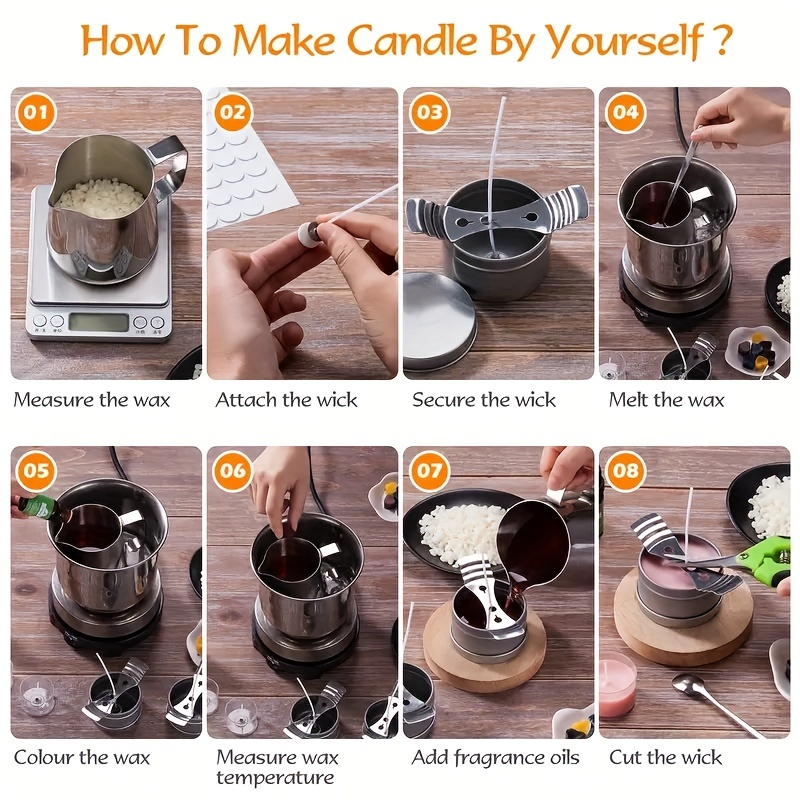 DINGPAI Candle Making Supplies, Complete Soy Candle Making Set Including  Candle Make Pouring Pot, Candle Wicks, Wicks Sticker, 3-Hole Candle Wicks