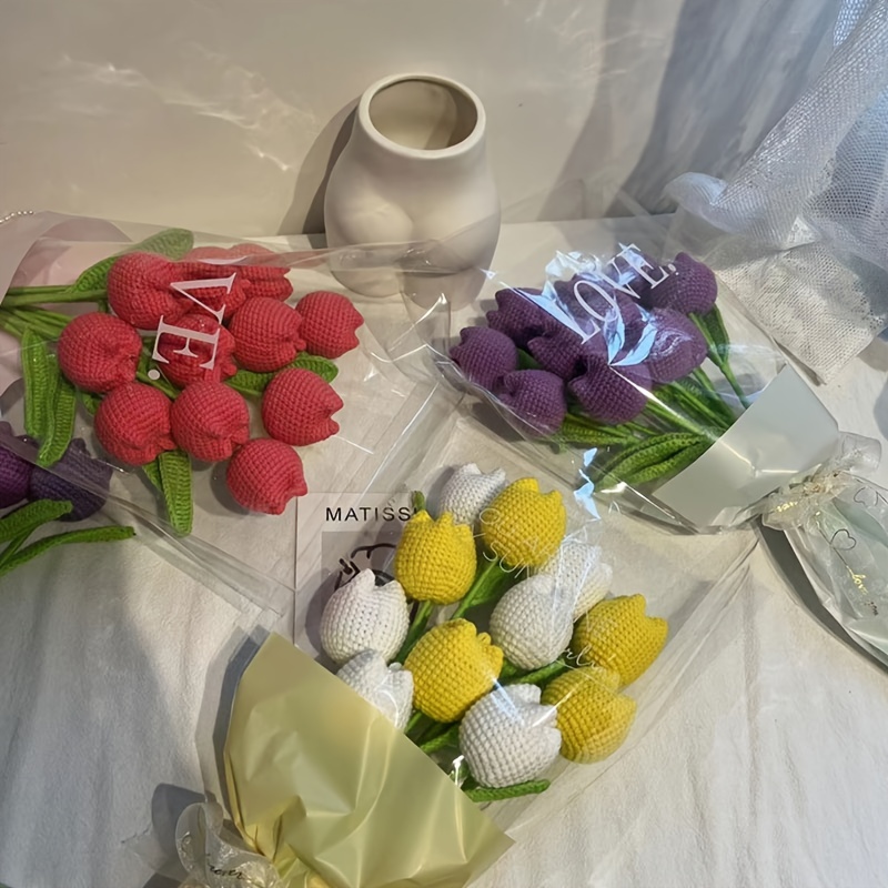 Ruun Joy Knit Flower Rose Tulips Fake Flowers Bouquet Wedding Decoration  Hand-Woven Home Table Decorate Creative Knitting Bouquet - China Knit  Flower Rose Tulips Fake Flowers and Bouquet Wedding Decoration price