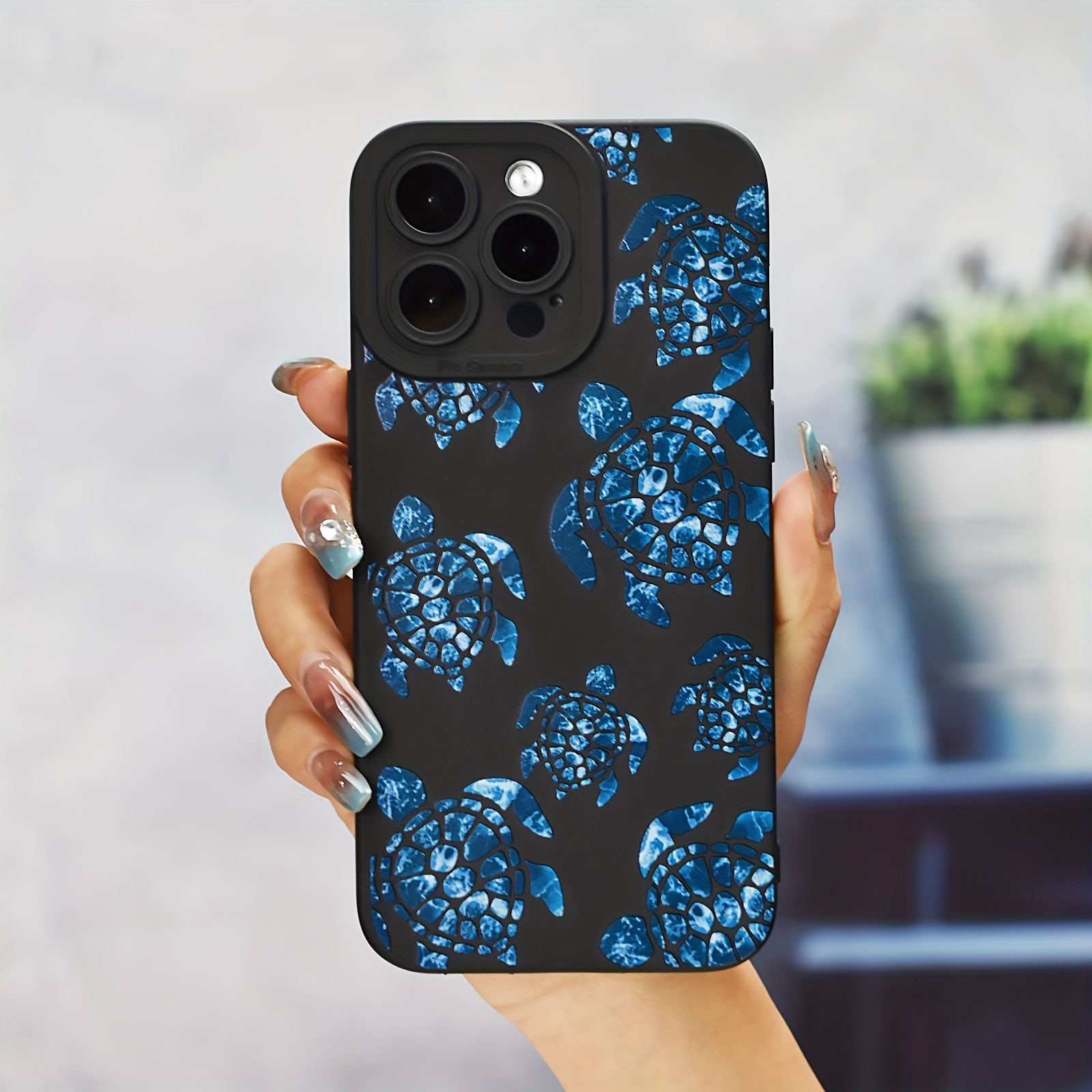 

Blue Turtle Pattern Print Tpu Protective Phone Case Anti-fall Protective Phone Case For 14 13 12 11 Xs Xr X 7 8 6s Mini Plus Pro Max Se Gift For Birthday/easter/boy/girlfriend