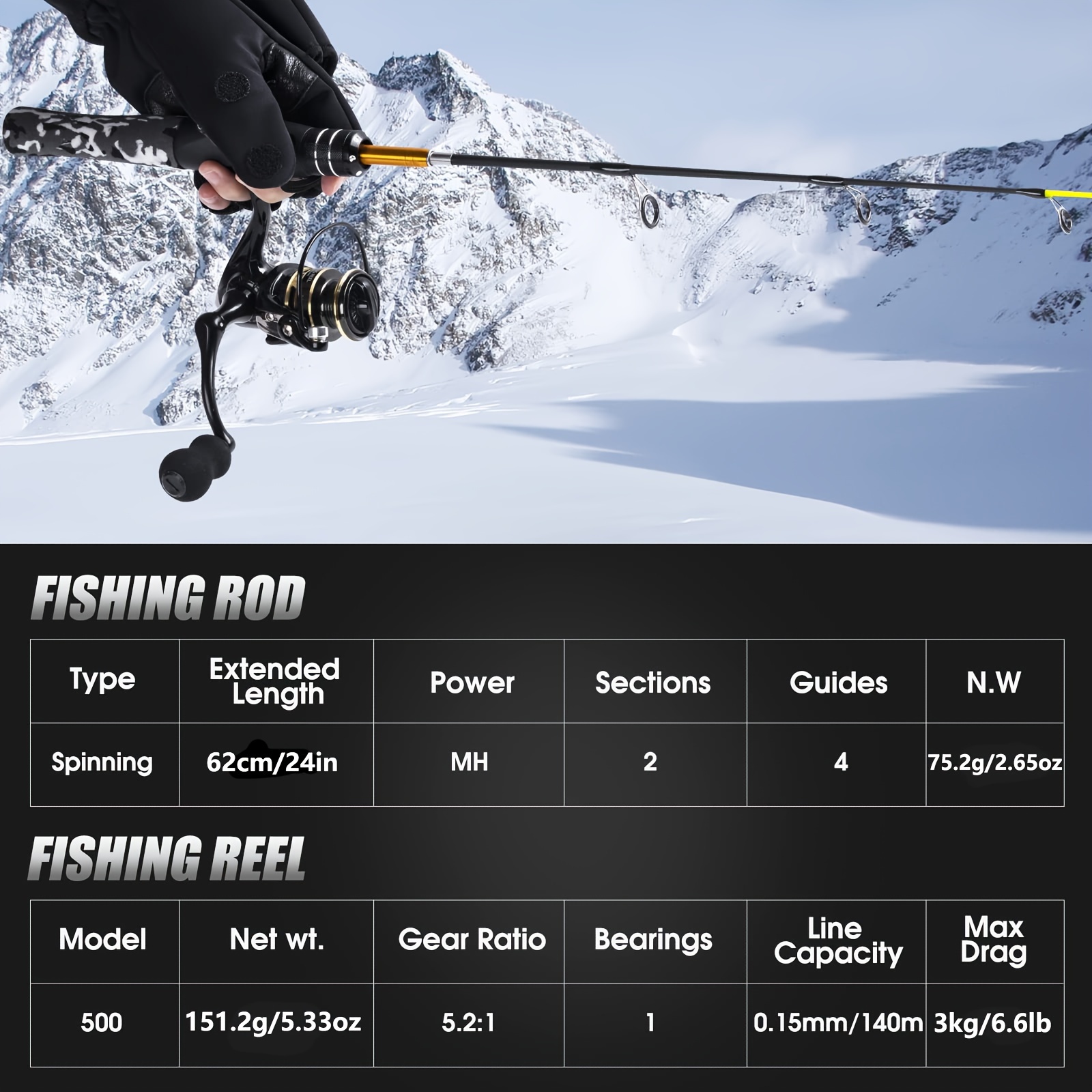 Ice Fishing Reel Rod Combo High Visibility Ice - Temu