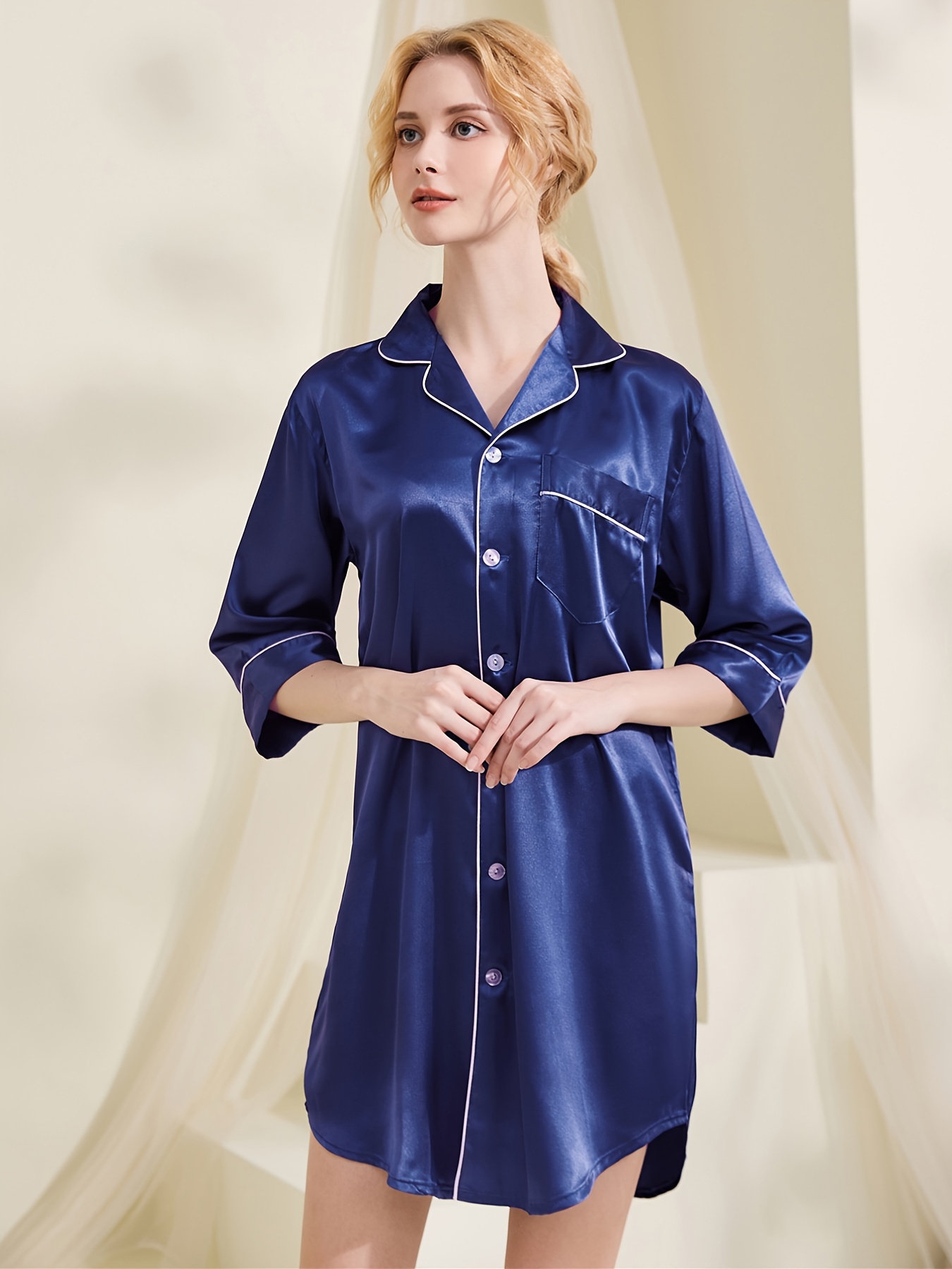  STJDM Nightgown,Summer New Half Sleeve Pajamas Women's