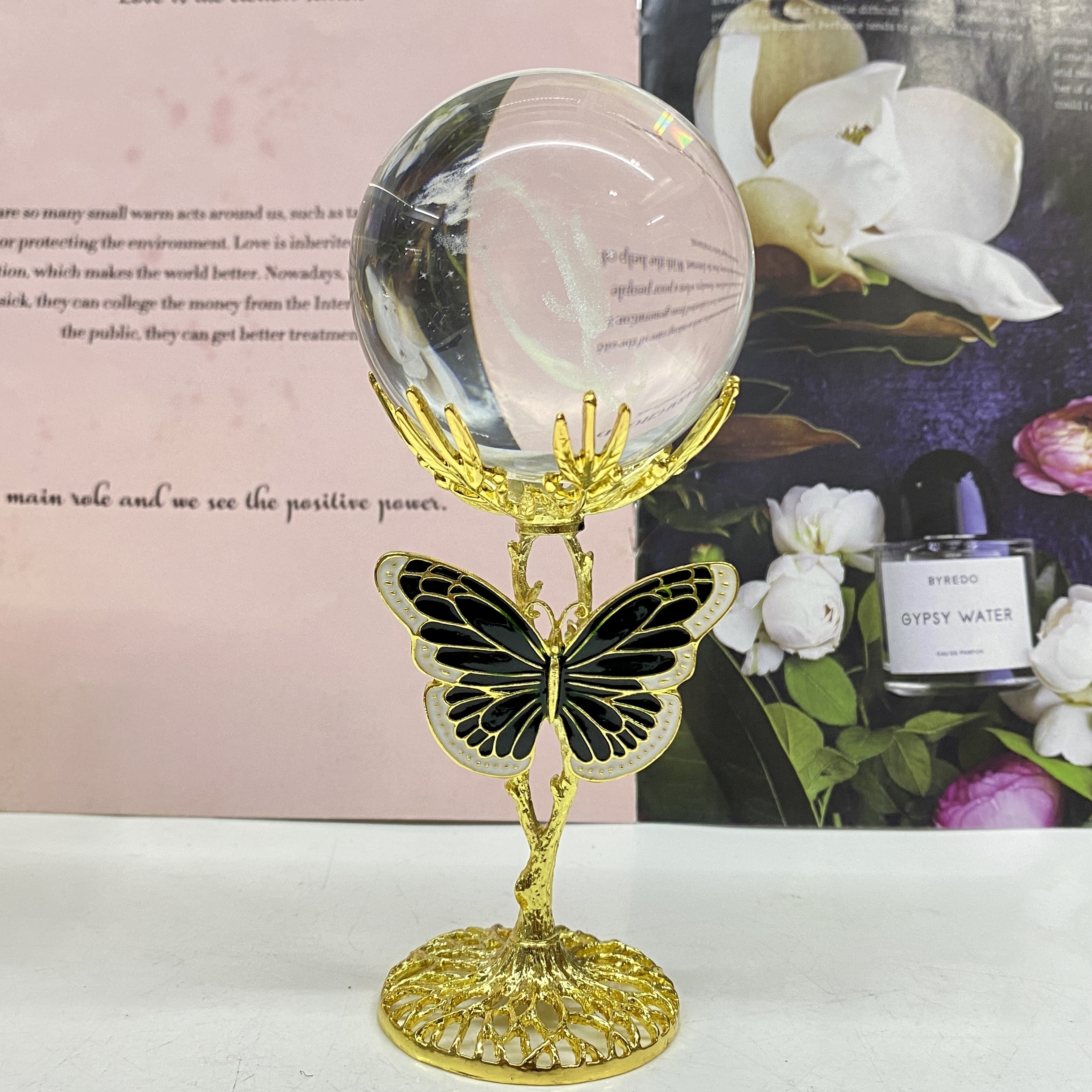 Vintage Crystal Shelf Wood Butterfly Light Crystal Shelf - Temu