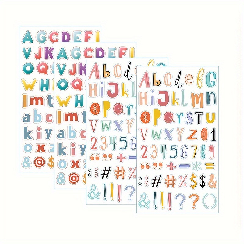 Kit de 12 hojas de 200 calcomanías de letras doradas, grandes letras de  vinilo, números, calcomanías adhesivas del alfabeto de 2 1/2 pulgadas
