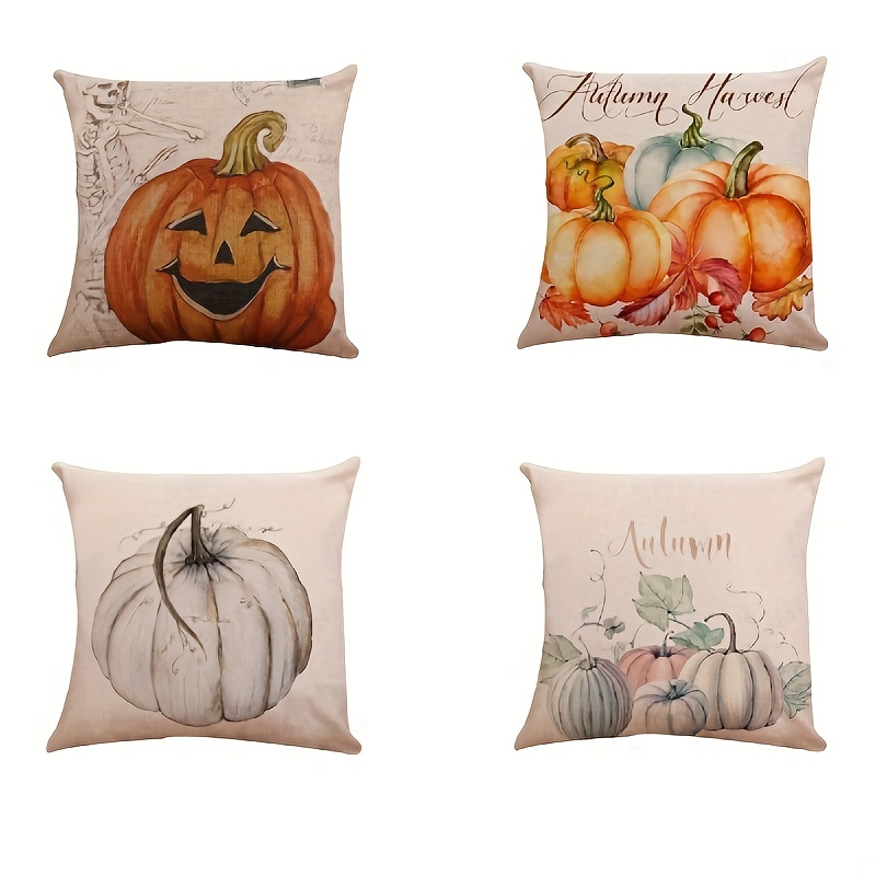 Linen Halloween Decorative Throw Pillow Case Pumpkin Gnome - Temu