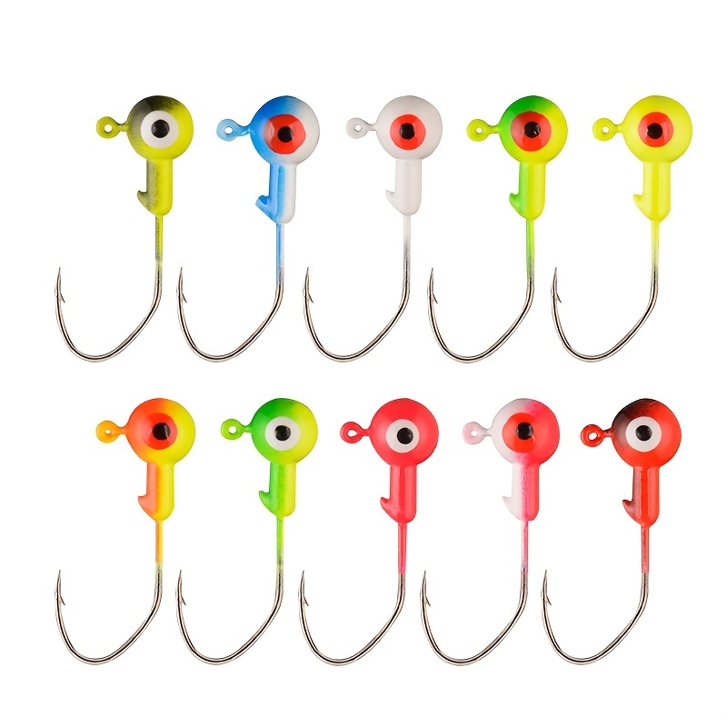10pcs Premium Painted Jig Hooks Kit For Bass Trout Fishing Lures