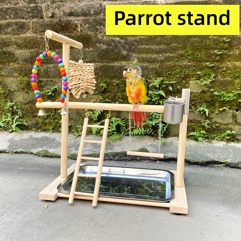 Natural Wood Bird Playground Parrot Perch Playstand Play Gym - Temu