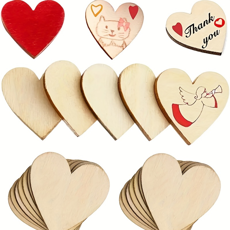 100 PCS Small Wooden Hearts for Crafts - 3'' Wooden Tags for Crafts, Heart  Shaped Wooden Ornaments - Plain Wooden Hearts for Birthday and Decorations