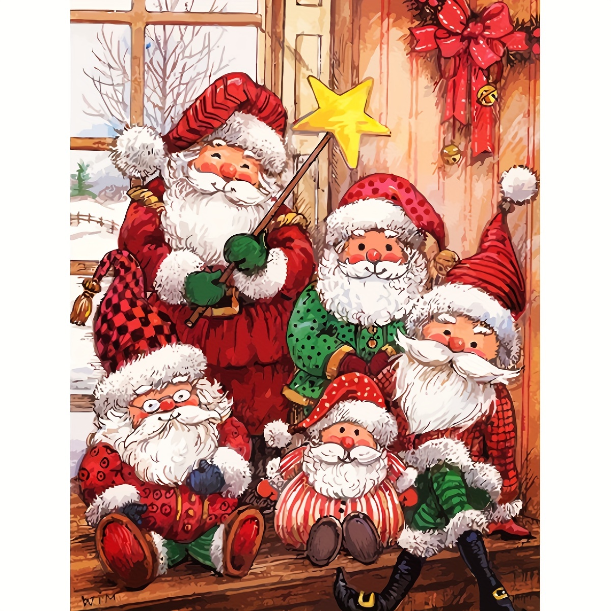 Paint By Number Santa Claus Window Hand Painted Picture - Temu