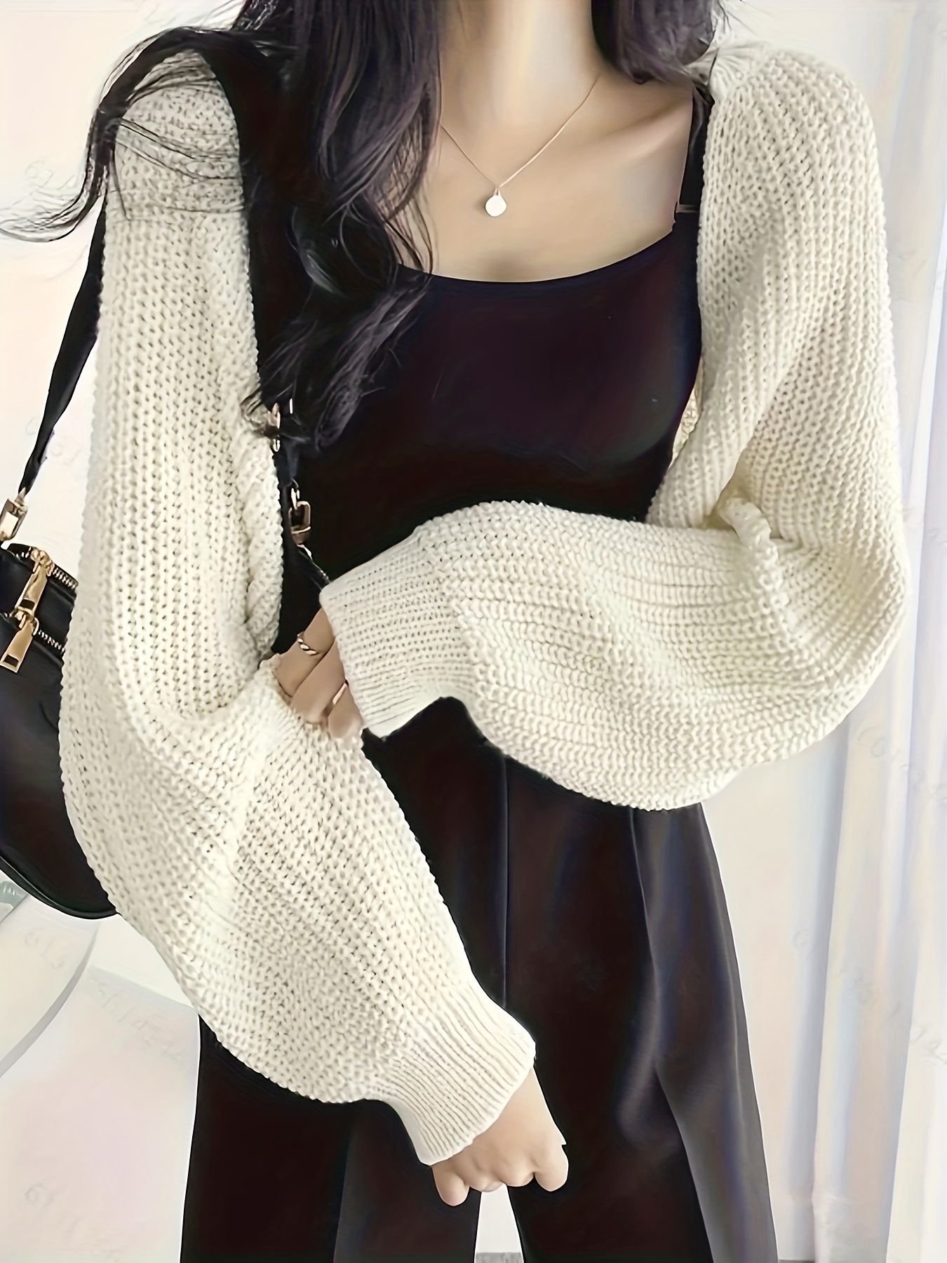 Suéter Mujer Moda Sweater Dama Abierto Tejido Punto Diseño