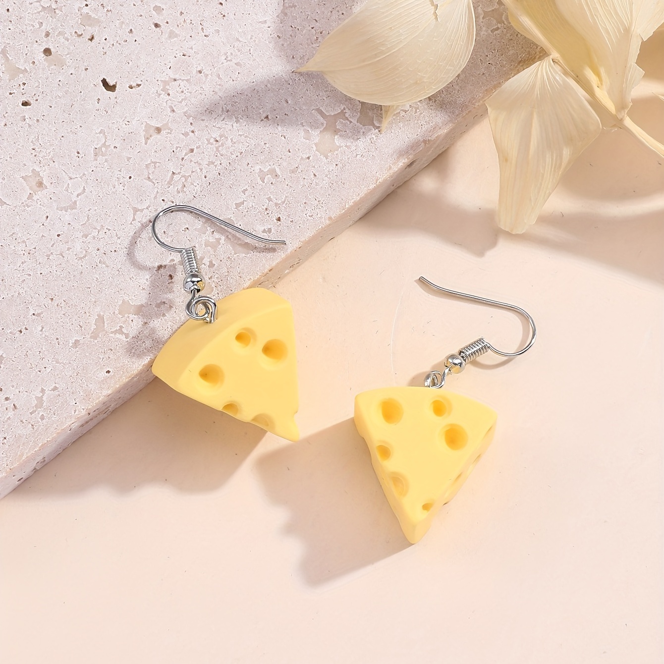 Cute Cartoon Cheese Design Dangle Earrings Minimalist Style Resin Jewelry Trendy Gift For Women Girls
