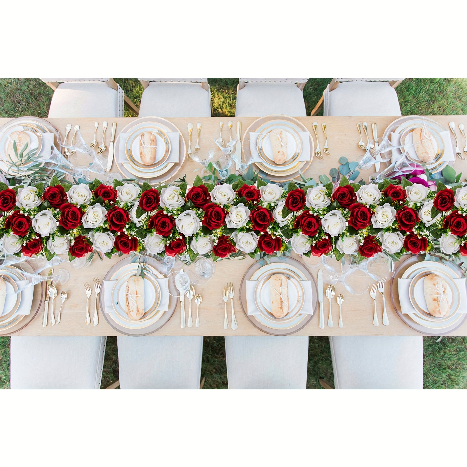 Arreglo de tulipanes artificiales magenta-blanco en taza con lunares,  decoración de mesa de novia, arreglo de flores de imitación de jardín  interior, flor eterna -  México