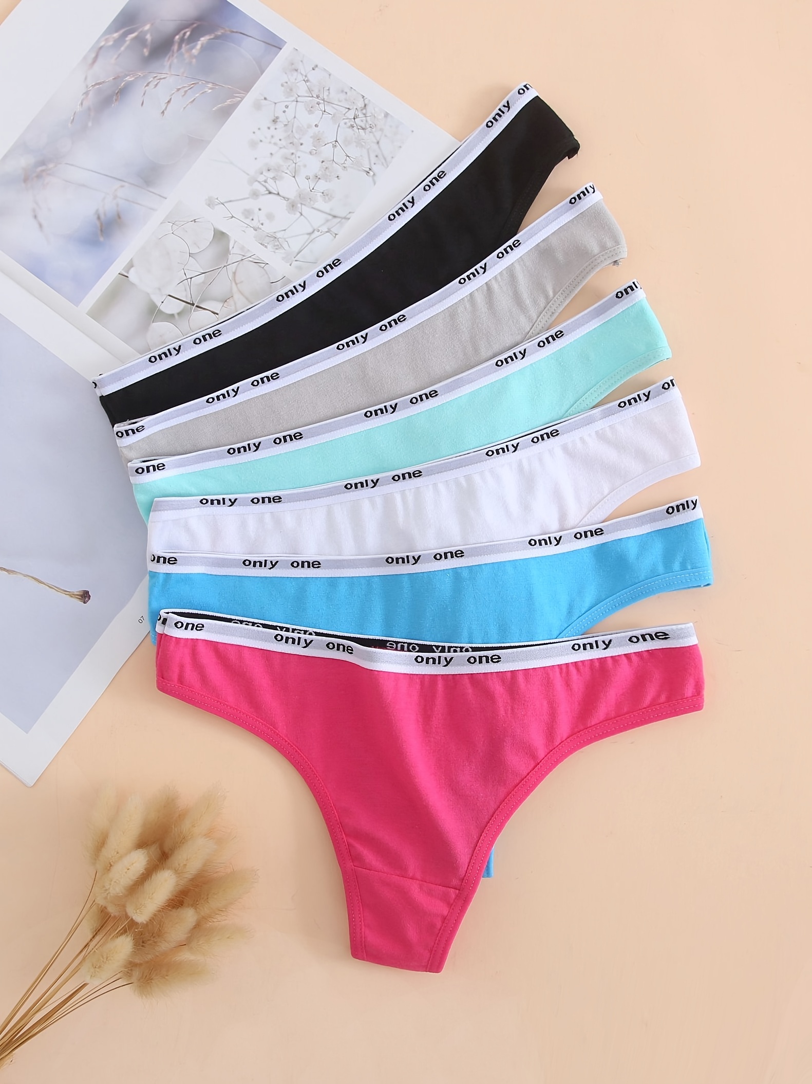 Cotton Thongs for Women Low Rise Colorful Stripes Breathable Stretch  Panties Sexy Thong Underwear 5 Pack