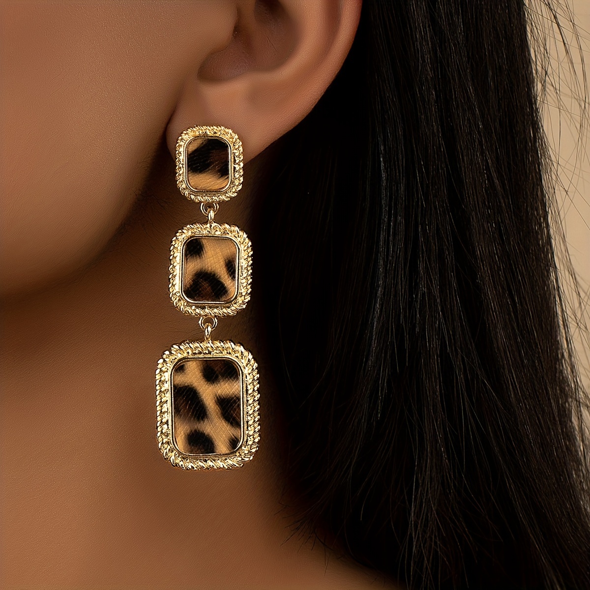 Leopard store dangle earrings