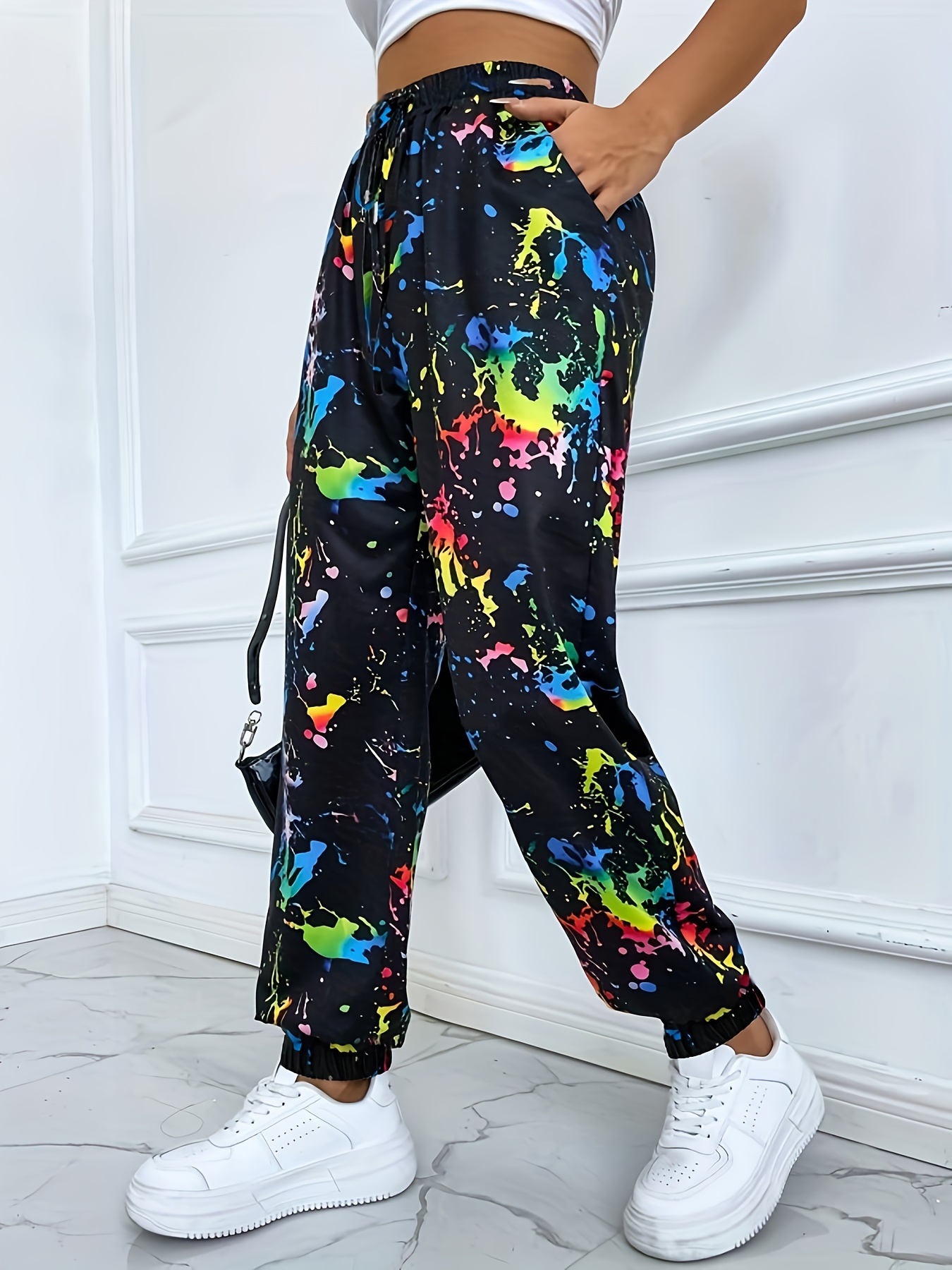 JJ-GOGO Fashion Girl Legging Flower Print Pencil Pant (Black) at   Women's Clothing store