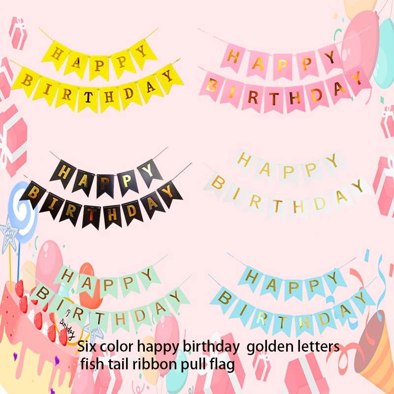 2.5 Happy Birthday Script Ribbon: Primary Colors