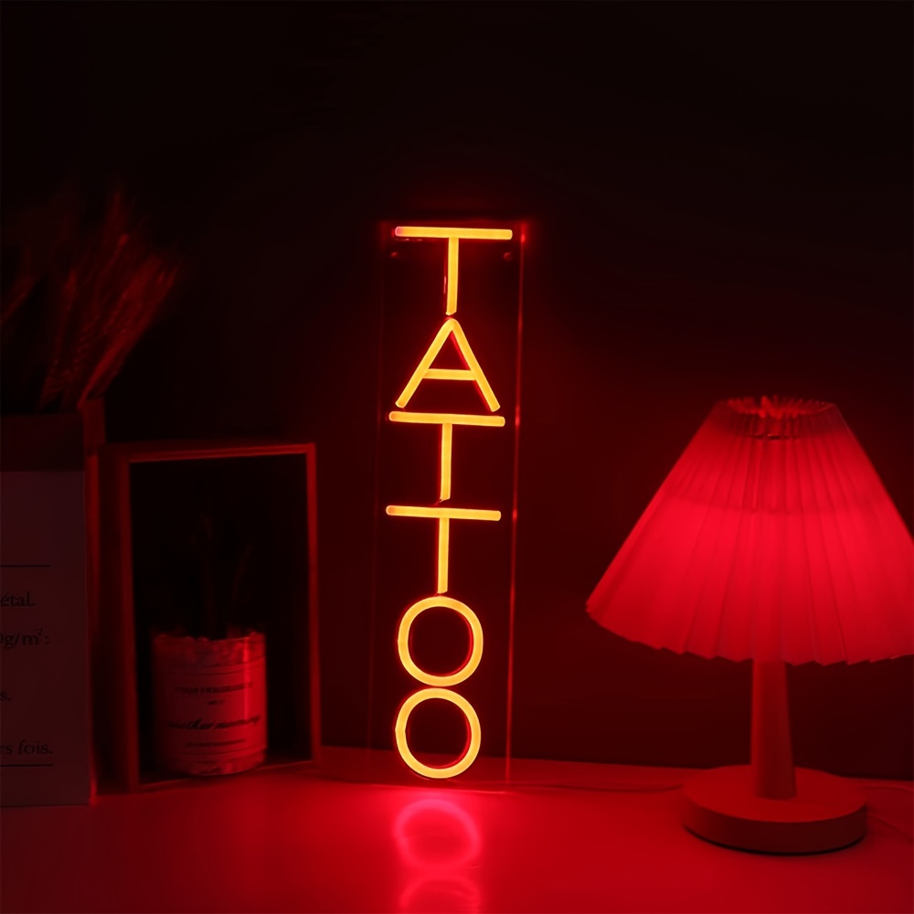 Tattoo Neon Sign Dimmable Tattoo Neon Light LED Neon Sign for Wall Decor Light Up Sign for Tattoo Salon Studio Shop Business Logo Bedroom Beer Bar