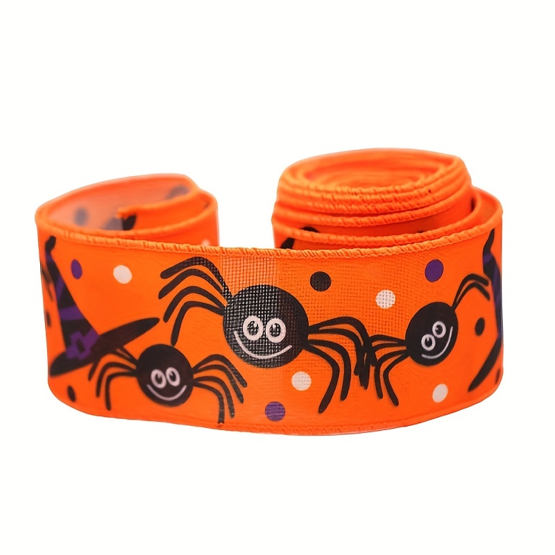 5 Yards Halloween Wired Edge Ribbons Stripe Printed Ribbon Spider