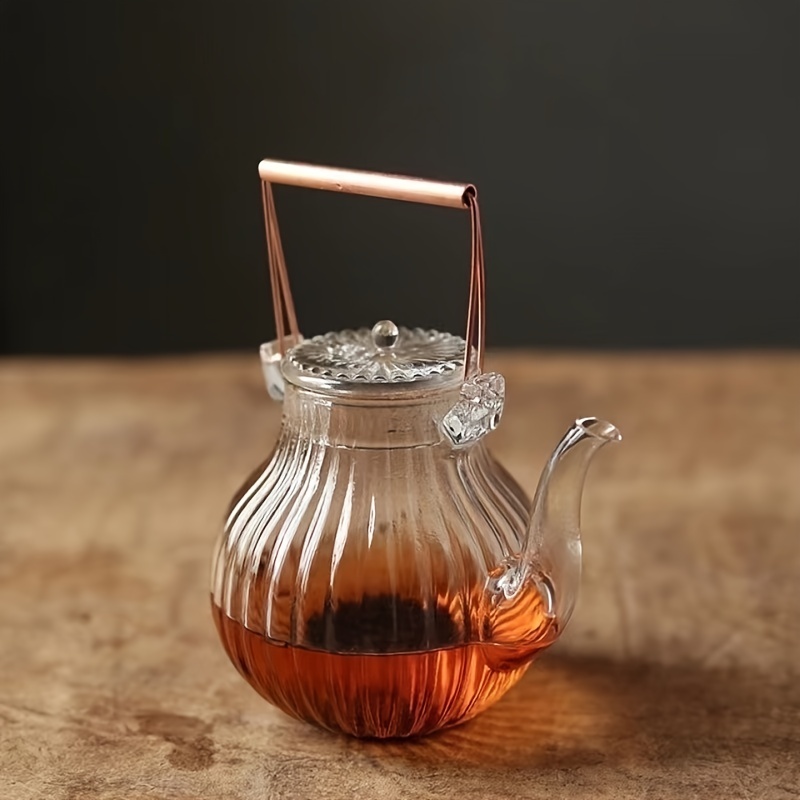 Clear Glass Tea Kettle, With Strainer Heatproof Kung Fu Tea Loose Leaf  Borosilicate Teapot With Removable Infuser - Temu