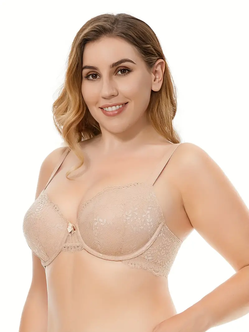 Push Up Padded Bras for Women Lace Plus Size Bra Add Two Cup Underwire  Brassiere C D E Cup Plus Size Bras For Women