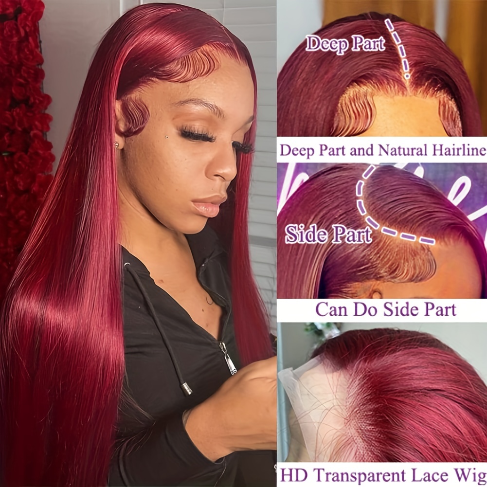 BT Synthetic Lace Wigs For Black Women Long Straight Futura Hair 1B Brown  White Blonde Red Burgundy Purple Blue Daily Makeup Wig